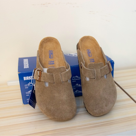 Birkenstock Boston Soft Footbed Taupe Suede Clogs EU 36 / US 5 – New - Picture 2 of 5